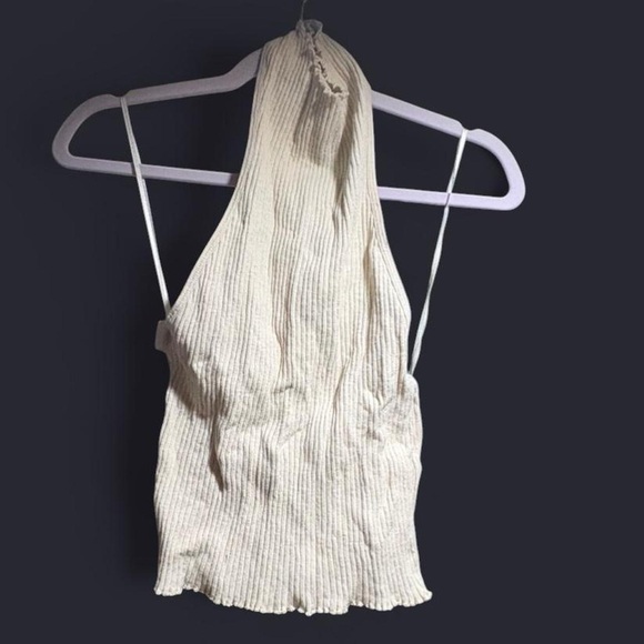 Cream Open Back Ribbed Top - Picture 3 of 3